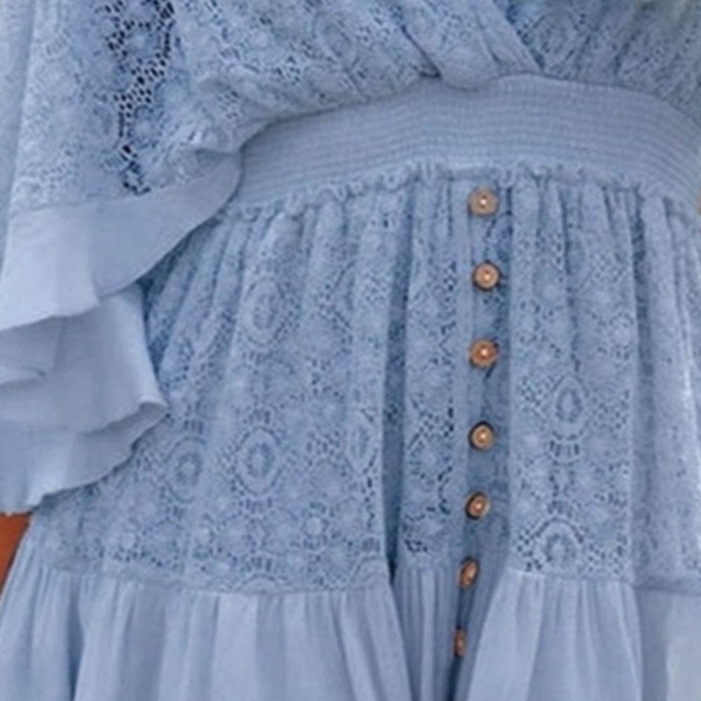 Lace Adoration Cutout Mini Dress - Blue - Picture 6 of 6